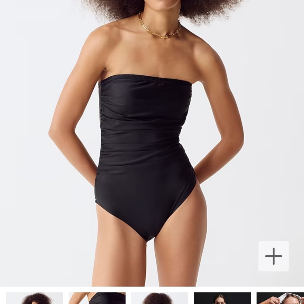 Jcrew black strapless ruched one piece